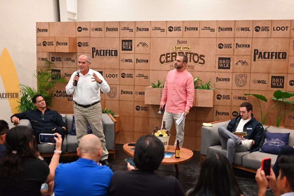 Conferencia de prensa de presentación de “Pacífico Surf Open Cerritos 2026”.